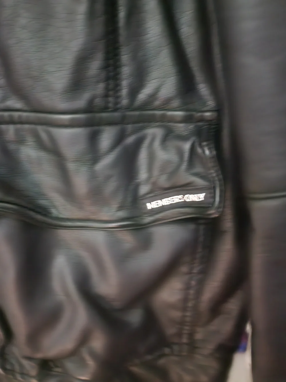 Members Only Black Leather Military-Style Jacket. Never Worn.